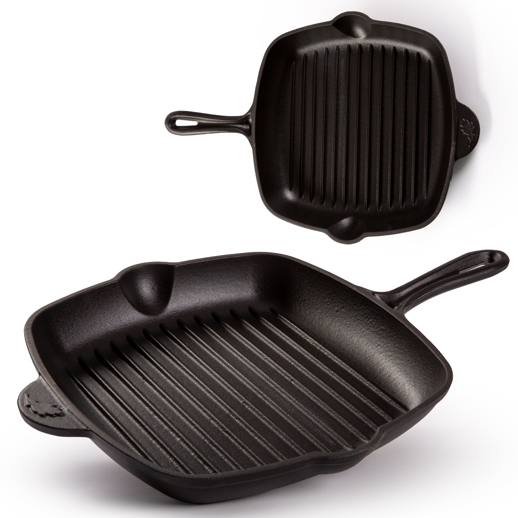 Oakfire Grillpfanne Bratpfanne Gusseisen emailliert 30 cm Induktion Pfanne gusseisern mit Non-Stick Patina, Emaille, rot oder schwarz