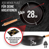 Oakfire Schmorpfanne Gusseisen 28 cm Induktion Schmor-/Bratpfanne mit Non-Stick Patina