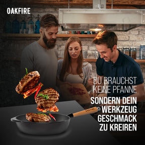 Oakfire Schmorpfanne Gusseisen 28 cm Induktion Schmor-/Bratpfanne mit Non-Stick Patina